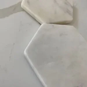 White Marble Hexagon Coasters (4 Pack) - Thumbnail 3